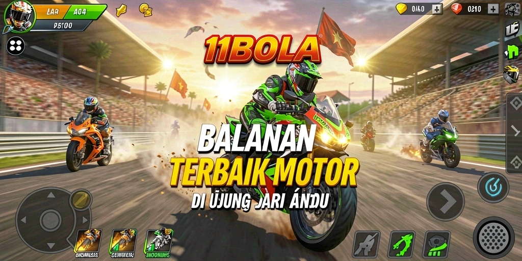 Gameplay mendebarkan di 11BOLA dengan trek balapan motor yang menantang.