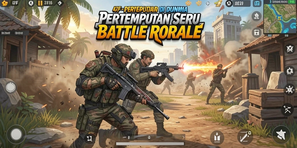 Screenshot gameplay 47F yang intens dalam pertempuran Battle Royale.
