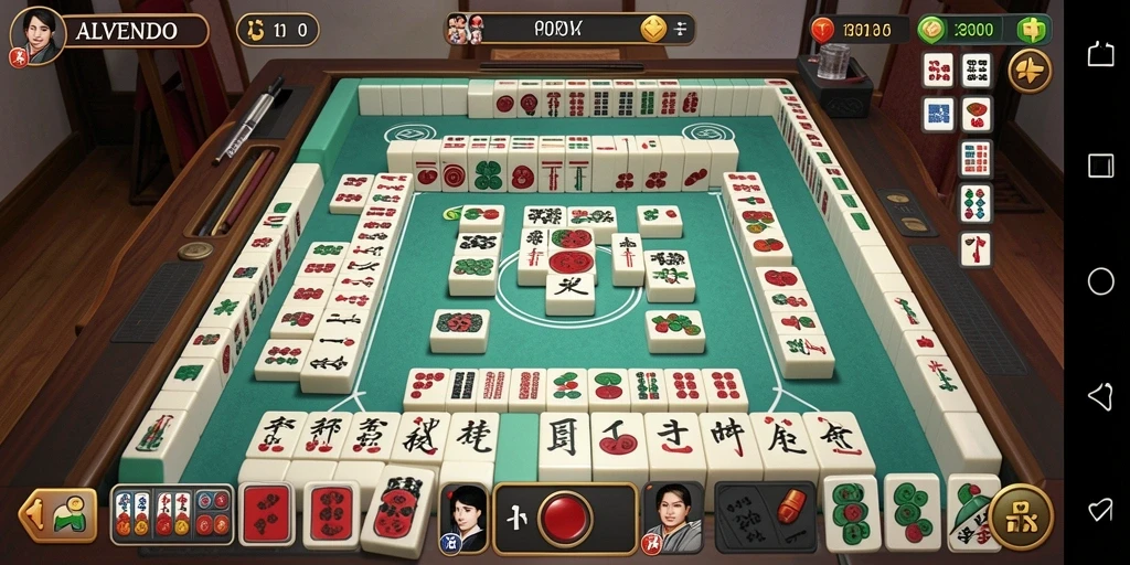 Tampilan seru gameplay Mahjong di ALVENDO dengan berbagai tantangan.