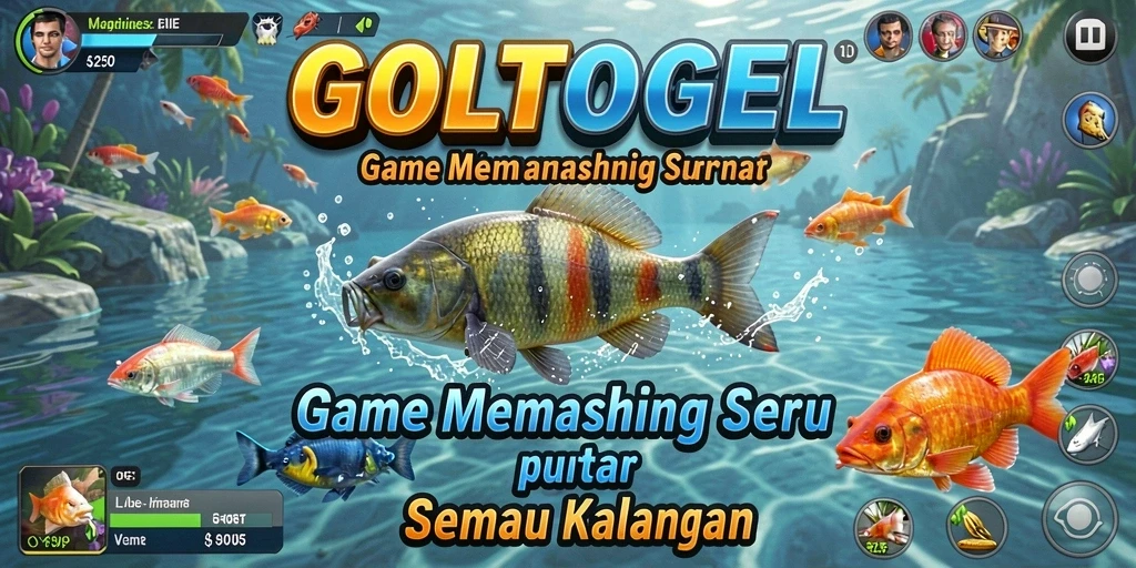 Tampilan gameplay GOLTOGEL menampilkan pemandangan laut dengan ikan yang beragam.