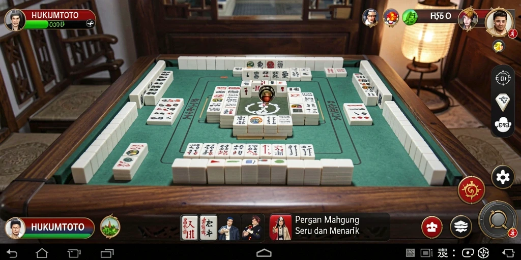 Tampilan gameplay HUKUMTOTO yang seru saat bermain Mahjong.