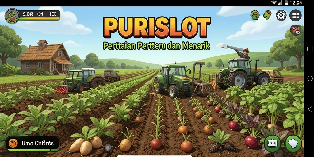 Tampilan gameplay <strong>PURISLOT</strong> yang menawan dalam bertani dan mengelola kebun.