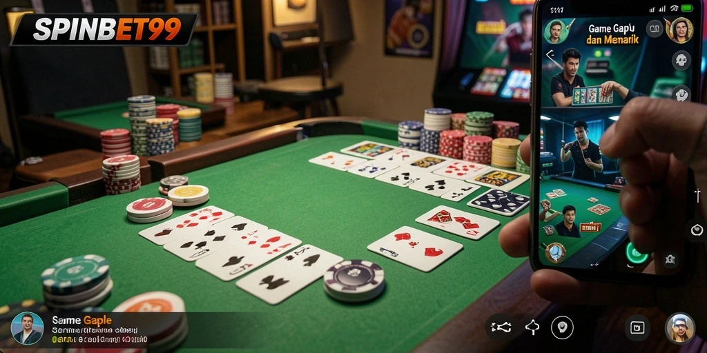 Tampilan gameplay seru dari SPINBET99 saat bermain Gaple.